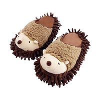 Microfiber Slippers Floor Cleaning Mop Men and Women House Dusting Slippers Floor Dust Dirt Cleaning Slipper (Brown, Women11-13/Men 9-11)