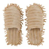 Ozzptuu Winter Soft Dust Mop Slippers Floor Cleaning Tool Microfiber Detachable Washable Cleaning Slipper for Women Men (Khaki, Women 7-10/Men5-8)