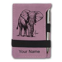 Mini Notepad, African Elephant, Personalized Engraving Included (Pink)