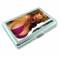 Australian Pin Up Girl Silver Cigarette Case S7 Metal Wallet Id Holder 4" X 2.75" RFID Protection