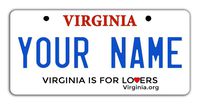 BleuReign Personalize Your Own Virginia State Bicycle Bike Stroller Children's Toy Car 3"x6" License Plate Tag