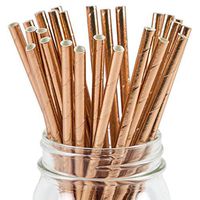 Paper Straws Shiny Rose Gold Foil Pattern - Eco Friendly Wedding Straws - Dozens of Designs & Perfect For Any Party! Frozen Dessert Supplies - 100 Count