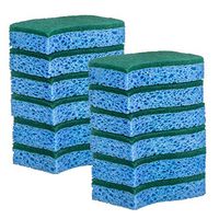 Elite Selection S-Shape Scrub Sponges – Non-Scratch Kitchen Sponges – Heavy Duty Cellulose Scrubbing Sponges for Kitchens, Bathrooms, Housework, and More - [Blue] - 12 Pack