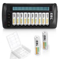 EBL 12 Slot AA AAA Cell Battery Charger with 12 Counts AA 2800mAh High Performance Ni-MH Rechargeable Batteries