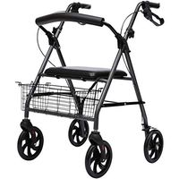 ECHOV Walking Mobility Aid Walker with Wheel Walker Auxiliary Walking Trolley Folding with Seat Manual Brake Load Capacity 100kg Comfortable EVA Back (Color : Black, Size : 87-94cm)