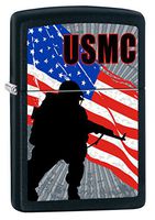 Zippo USMC Soldier Flag Black Matte Pocket Lighter