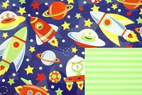 Blast Off Aliens Reversible Gift Wrap Roll - 24" x 15'