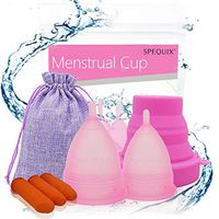 SPEQUIX Menstrual Cup Set of 2 (L&S) and 1 Sterilizer Cup w/ 3 Disposable Latex Finger Protections Extra Gift (Pink)