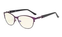 Eyekepper Computer Reading Glasses,Blue Light Filter Readers,Stylish Cateye Oval Reading Eyeglasses Women,Purple +1.00