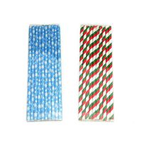 Homeford Snowflake and Striped Christmas Paper Straws, 7-3/4-Inch, 40-Piece