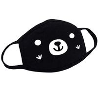 Cotton Dustproof Anime Cartoon Lucky Bear Woman Men Glow in Dark Mouth Masks Black Mask Mouth Half Muffle Face Mask (D)