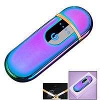 Electronic Cigarette Lighter, ATian Rechargeable Lighter Touch Ignition USB Charging Double Sided Lighter,Windproof Plasma Lighter for Candle, Cigarette Power Indicator Flameless