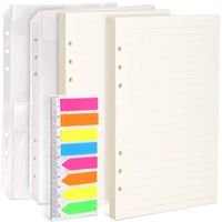 2 Pack A5 Refill Paper & 2 Pieces A5 Loose-Leaf Pockets & 1 Pack 160 Pieces Index Tabs with Ruler, LEOBRO A5 6 Holes Refillable Craft Paper for 6-Ring Binder Leather Journal Notebooks