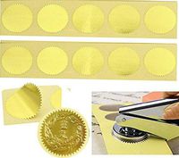 MDLG 100pcs Gold Vintage Embosser Stamp Sealing Blank Certificate Self-Adhesive Stickers (Gold)