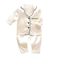 Driuankeji Tollder Boys Pajamas Set Long Sleeve Button Shirt + Pants Homewear Sleepwear Nightgown Clothes Outfits White