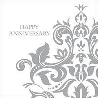 Creative Converting 36 Count 3 Ply Happy Anniversary Lunch Napkins, Silver