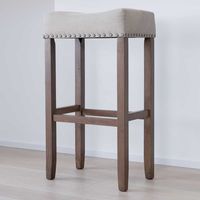 Nathan James 21403 Hylie Nailhead Wood Pub-Height Kitchen Counter Bar Stool 29", Beige/Light Brown