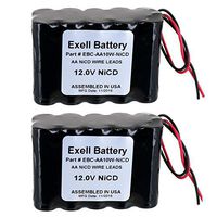 2pc Exell 12V 1000mAh (10xAA) NiCd Battery Pack w/Wire Leads