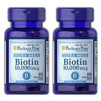 Puritan's Pride Biotin 10,000 mcg 100 Softgels - Pack of 2