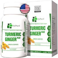 Turmeric Ginger Plus with Bioperine (Black Pepper) by VitaPharm Nutrition.500mg Blend | Vegan Arthritis & Joint Pain Relief. 95% Standardized Curcuminoids |Immune Booster Supplement for Men & Women