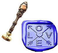 MNYR Vintage Square Love Cross Arrow Heart Wax Seal Stamp Luxury Bronze Metal Peacock Decorative Wedding Invitations Gift Card Paper Stationary Envelope Seals Custom Company Wax Seal Sealing Stamp Set