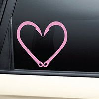 Fishing Hook Heart Vinyl Decal Laptop Car Truck Bumper Window Sticker - Pink
