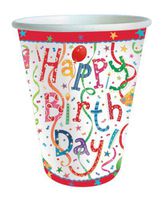 Caspari 9100CP Happy Birthday paper cups, pack of 8