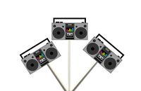 Crafty Cue 80's Party Cupcake Toppers, Cassette Tape, Cube and Boom Box