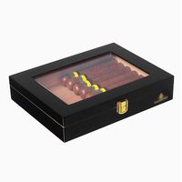 Cigar Holster Cigarette Cigar Box, Cigar Cabinet Cedar Wood Lined Glass Top with Humidifier and Hygrometer Constant Temperature And Humidity Sealed Cigarette Case, Men's Gift Box Large Capacity Can Ho