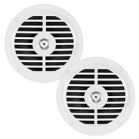 5.25 Inch Dual Marine Speakers - 2 Way Waterproof and Weather Resistant Outdoor Audio Stereo Sound System with 100 Watt Power, Polypropylene Cone and Cloth Surround - 1 Pair - PLMR57W (White)