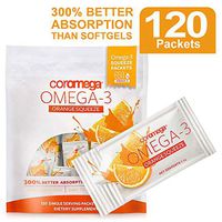 Coromega Omega 3 Fish Oil Supplement, 650mg of Omega-3s with 3X Better Absorption Than Softgels, Orange Flavor, 120 Single Serve Squeeze Packets