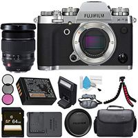 Fujifilm X-T3 Mirrorless Digital Camera (Silver) 16589058 + Fujifilm XF 16-55mm f/2.8 R LM WR Lens + 77mm 3 Piece Filter Kit + 64GB SDXC Card + Carrying Case + Flexible Tripod Bundle