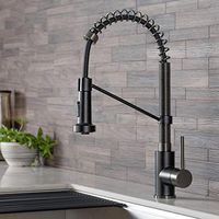 Kraus KPF-1610MBSB Bolden 18-Inch Commercial Kitchen Faucet with Dual Function Pull-Down Sprayhead in all-Brite Finish, Matte Black/Black Stainless