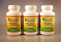 Policosanol + Coq10, Polycosanol, Cholesterol Aid, Heart Health, Made in USA - Various Sizes (3 Bottles - 180 [3x60] Capsules)
