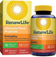 Renew Life Adult Probiotic - Ultimate Flora Everyday Probiotic, Shelf Stable Probiotic Supplement - 15 Billion - 60 Vegetable Capsules (Packaging May Vary)