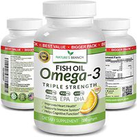 Best Triple Strength Omega 3 Fish Oil Pills - 180 Capsules - 2500mg High Potency Burpless Lemon Flavor 900mg EPA 600mg DHA Ultra Pure Liquid Softgels for Brain Joints Eyes Heart Health Supplement