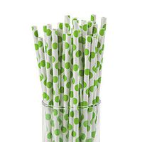 Lime Green Polka Dot Paper Straws