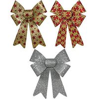 Good Old Values Glitter Christmas Bows 6x10 Inches - 3 Large Bows Each with a