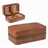 Crocodile Skin Cigar Humidors,Cedar Wood and PU Leather Portable Travel Bag(6 Cigars)
