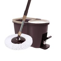 DXDAJ Spin Mop Bucket System Stainless Steel 360 Spinning Mop Bucket Floor Cleaning System with Microfiber Replacement Head Refills