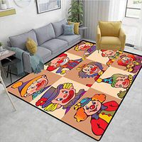 Bigdatastore Circus Decor Traditional Area Rug Living Room, Funny Clowns Illustration Entertaining Childhood Artistic Joke Enjoyment, Fashionable High Class Living Dinning Room(4'x 6')