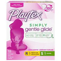 Playtex Gentle Glide Tampons with Triple Layer Protection, Regular and Super Multi-Pack, Fresh Scent - 18 Count (Pack of 2)