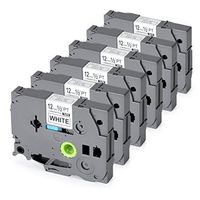 TZ Tape Replace Brother P Touch Label Tape 12mm 0.47 for PT-D210 PTD600 PTD400AD PTM95 PT-H110 PTD600VP PT-1230PC PT2730VP P-Touch Cube Label Maker, 0.47 Inch x 26.2 Feet, Black on White, 6 Pack