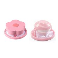 Mikilon Washer Lint Catcher, Reusable Washing Machine Floating Hair Trap Mesh Bag, 1 Flower Shape + 1 Round (Pink)
