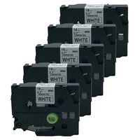 QPMY Compatible for Brother P-Touch Laminated Tze Tz Label Tape Cartridge 18mm x 8m (TZe-241 Black on White)5 Pack
