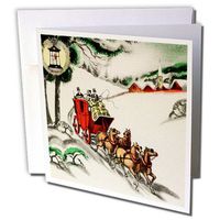 3dRose Vintage Holiday Trip by Carriage Greeting Cards, Set of 12 (gc_165426_2)