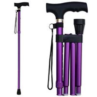 Dliso1 Folding Cane - Foldable, Adjustable, Lightweight Aluminum Offset Walking Cane - Collapsible Walking Stick with Ergonomic Derby Handle - Ideal Daily Living Aid for Limited Mobility (Lavender)