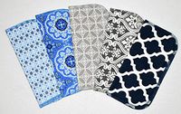 2 Ply Moroccan Tile Flannel Washable Kids Lunchbox Napkins 8x8 inches 5 Pack - Little Wipes (R) Flannel