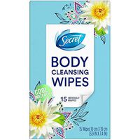 Secret Body Cleansing Wipes, Cool Waterlily, 15 Wipes (Pack of 2)