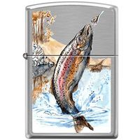 Zippo Jumping Trout Brushed Chrome Lighter